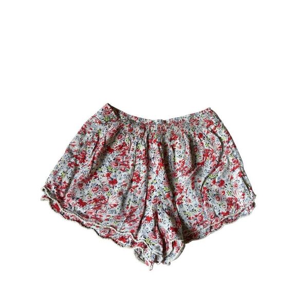 Free People Floral Scalloped Hem Shorts Size S Girly Romantic Ditsy Boho Cream R - Picture 2 of 8